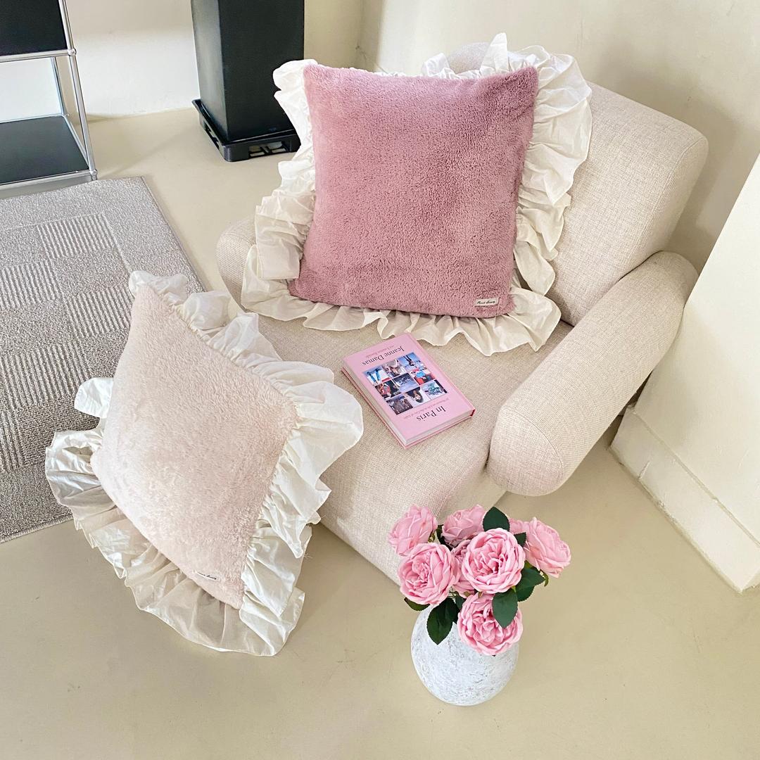 포그니 양면 퍼 프릴 쿠션 (4가지 색상)