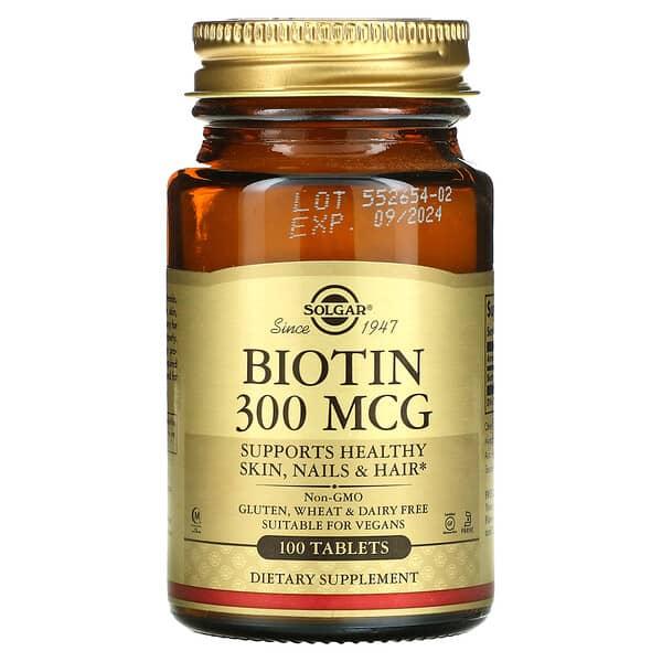 Solgar, 바이오틴, 300mcg, 100정
