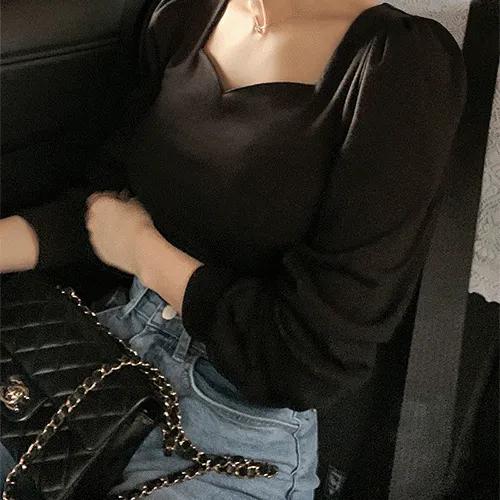 ❤️긴팔ver 추가❤️ 하트 스퀘어넥 퍼프 tee(하객룩/데이트룩/데일리룩/소개팅룩)