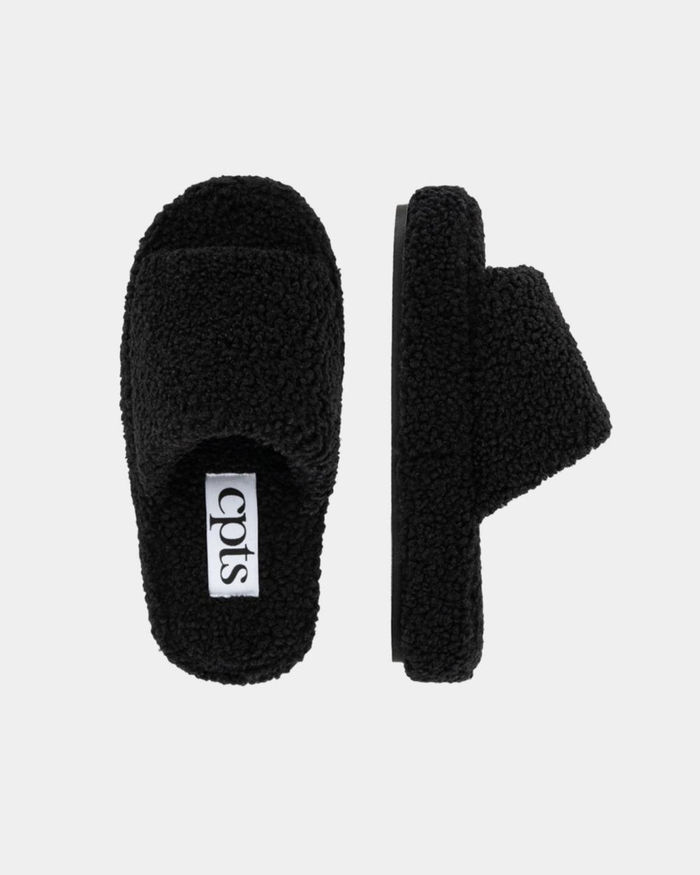 BOUCLE WOOL SLIDES_BLACK