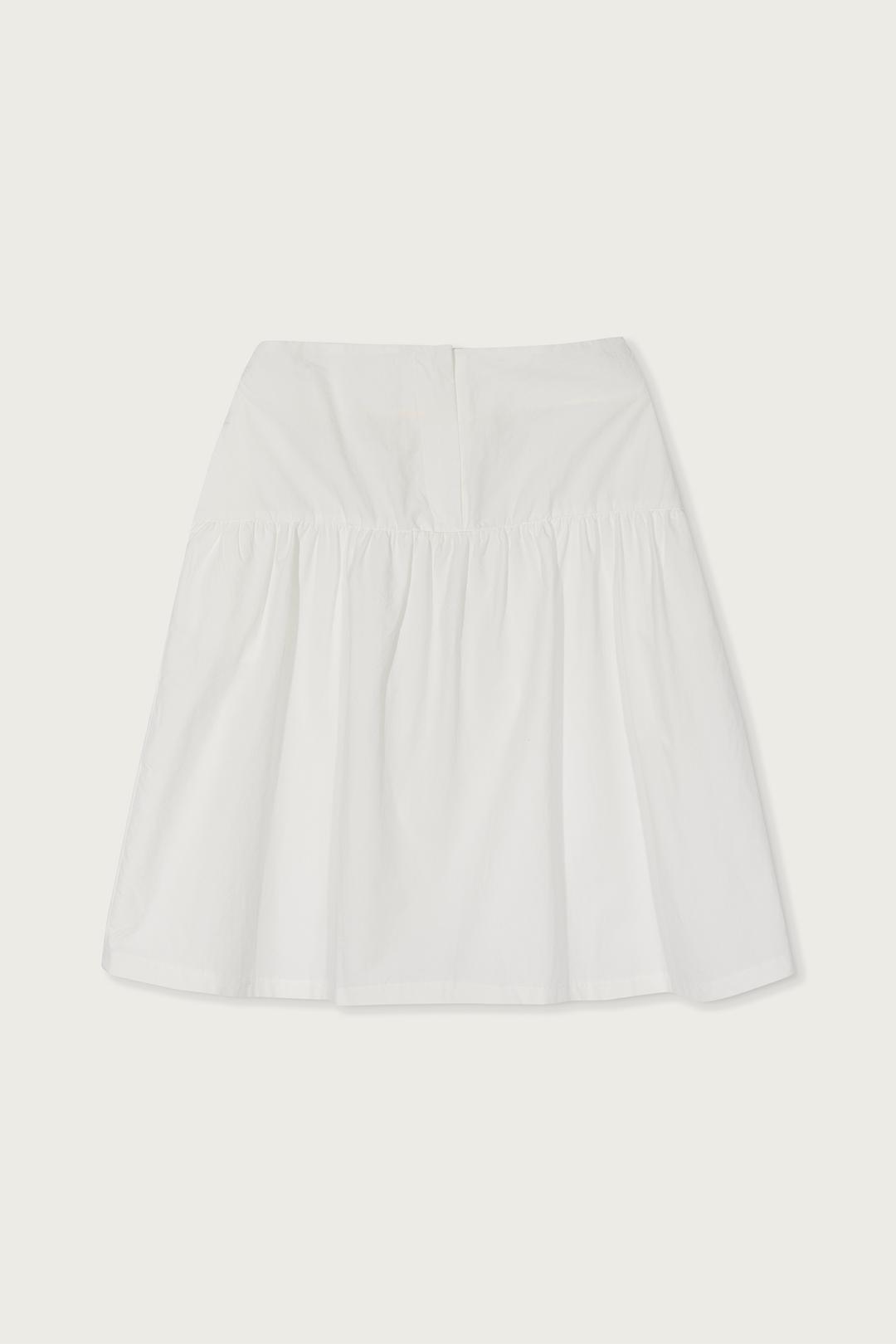 COTTON SHIRRING SKIRT WHITE