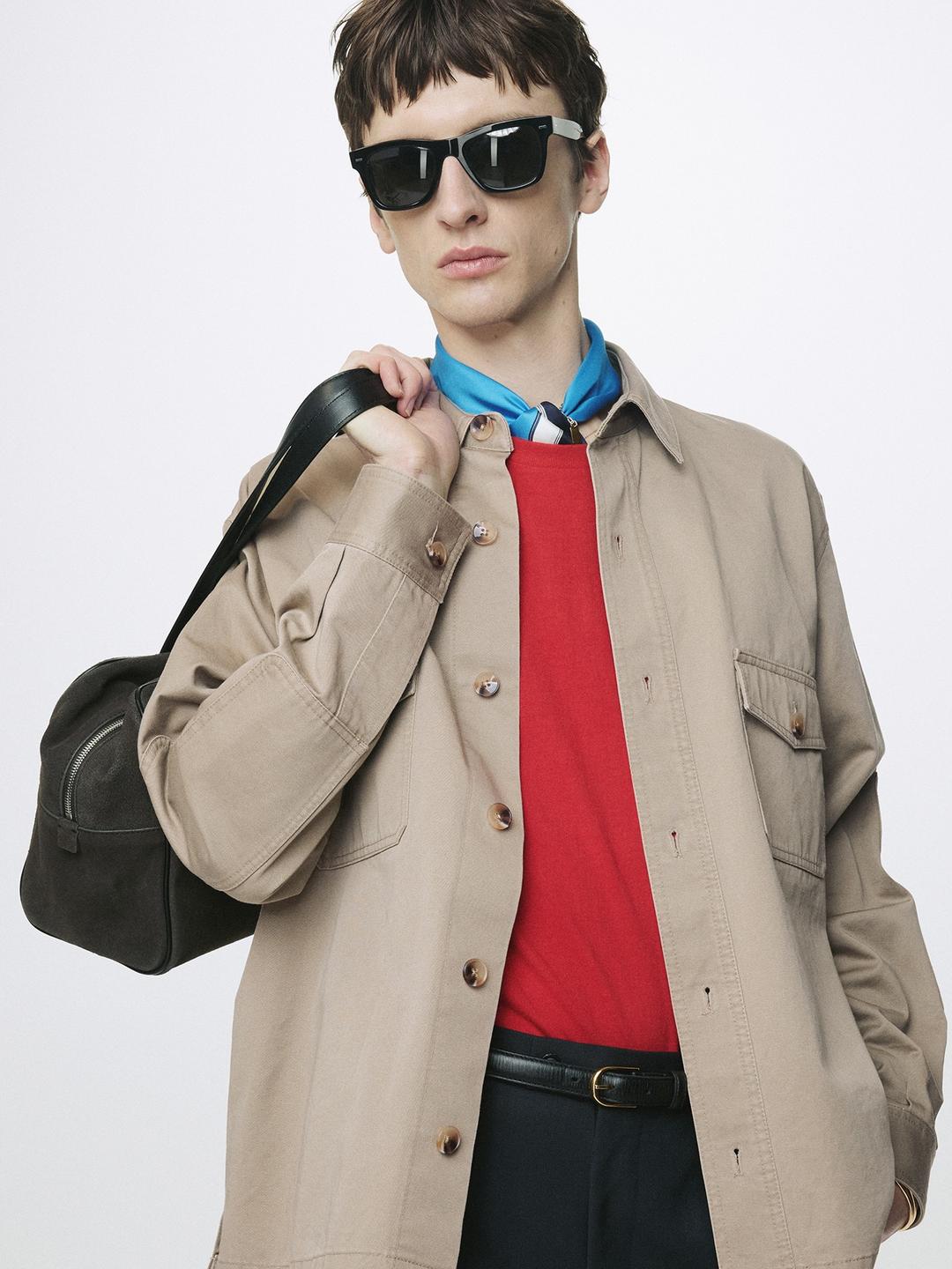 WASHED COTTON TWILL OVERSHIRT_ BEIGE