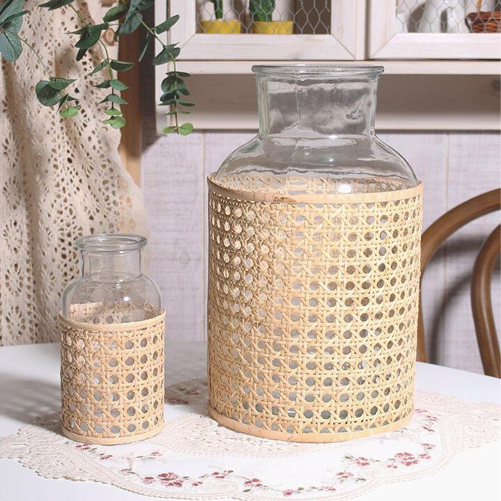 라탄 위빙 유리화병 (2size)