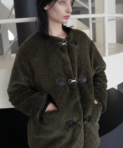 Superior Toggle Quilted Lining Fur Jacket Khaki