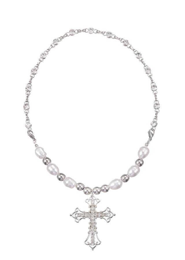 Vintage Pearl Cross Necklace