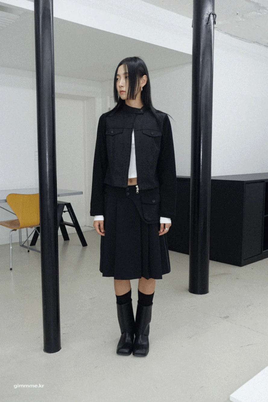 매트 포켓벨트 플리츠 스커트