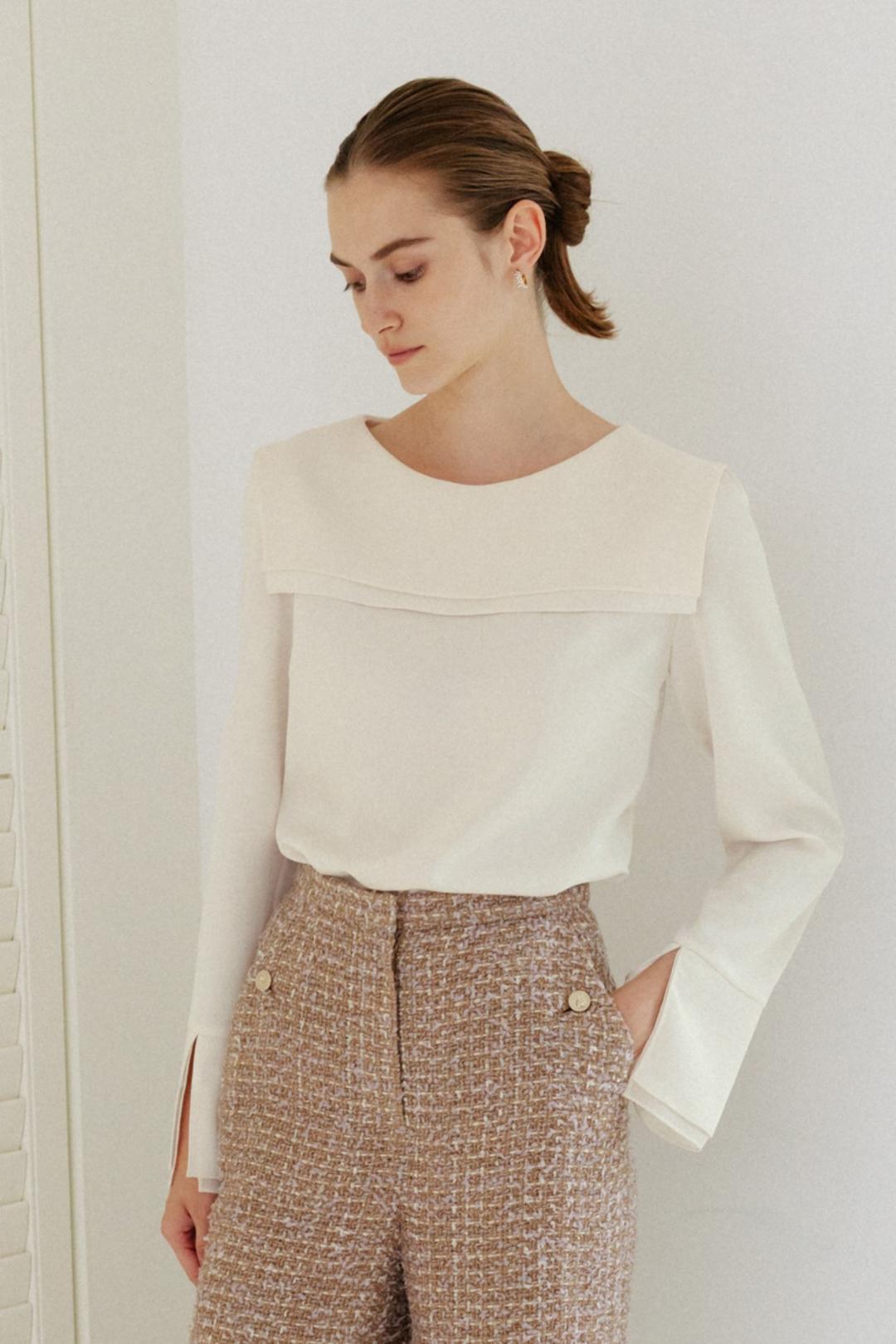 [25CLASSIC]ADY Cape blouse (Cream)