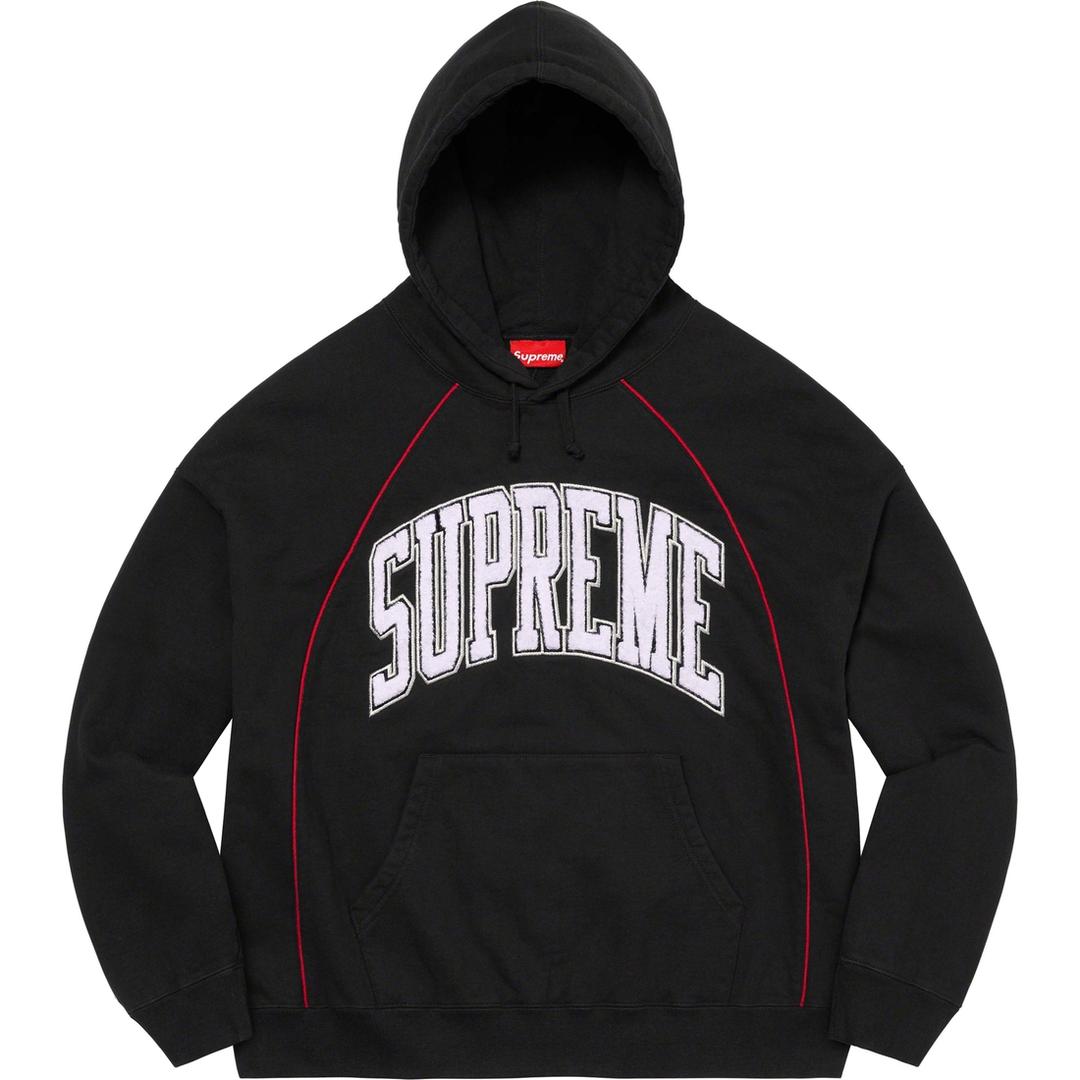 슈프림 파이핑 아크 후디 스웻셔츠 Supreme Piping Arc Hooded Sweatshirt Black SS23