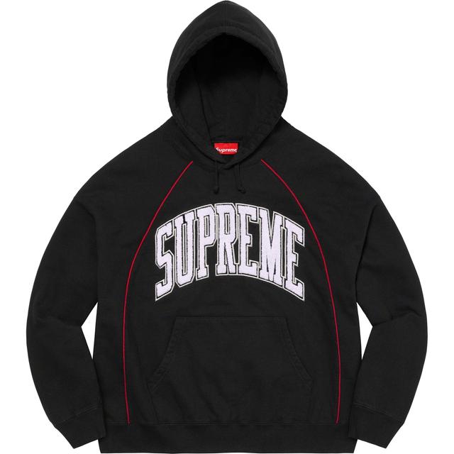 슈프림 파이핑 아크 후디 스웻셔츠 Supreme Piping Arc Hooded Sweatshirt Black SS23