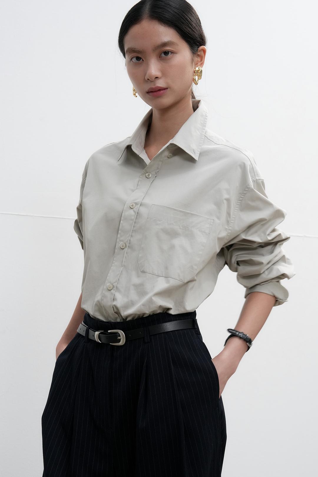 UNISEX 레귤러핏 코튼 셔츠 [GREY]