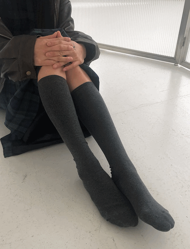 어텀 무지 면 반스타킹 니삭스 반양말 (3color)