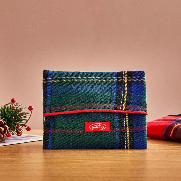 클래식 타탄 체크 핫팩커버 겸 파우치 그린