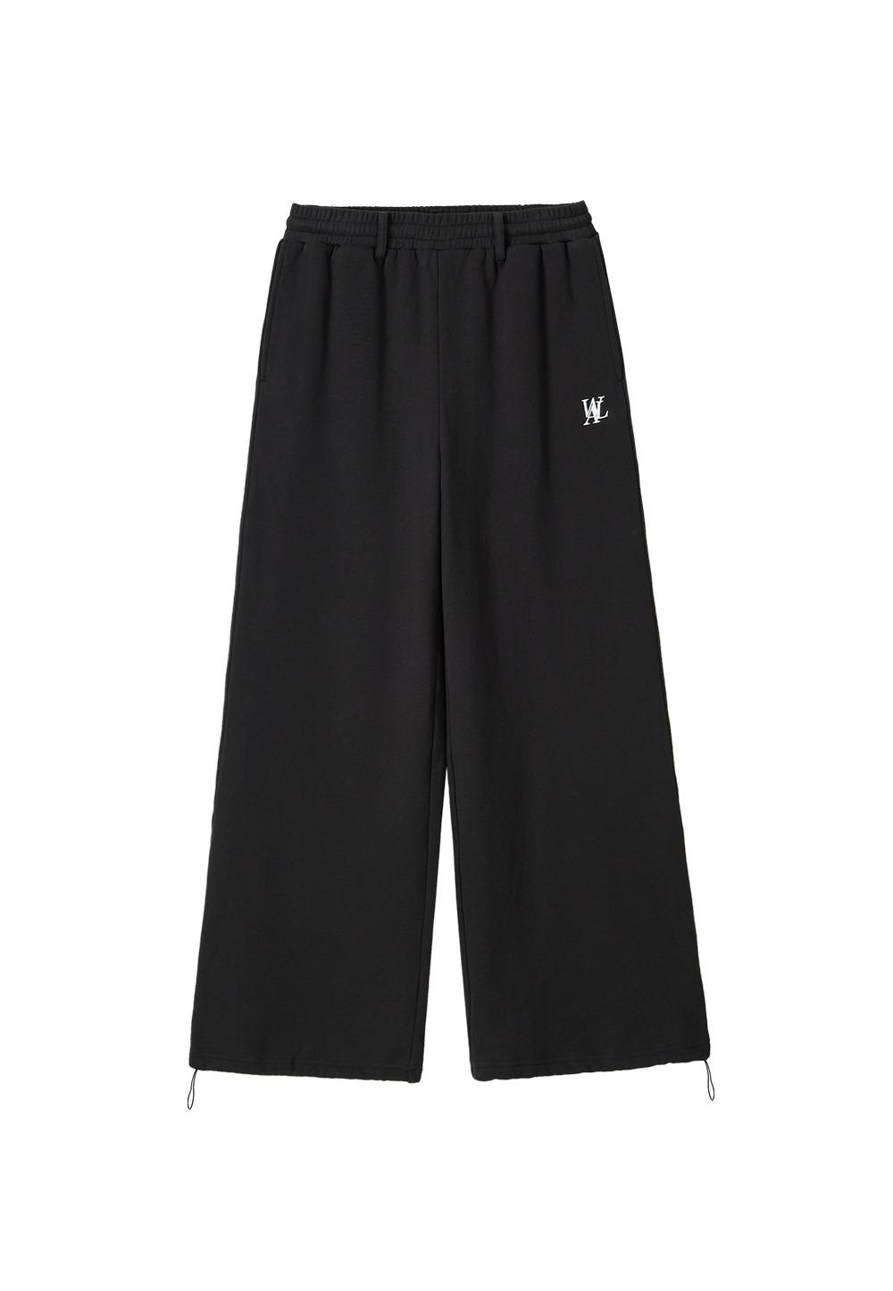 Essential 2-way String Banding Wide Sweat Pants - BLACK