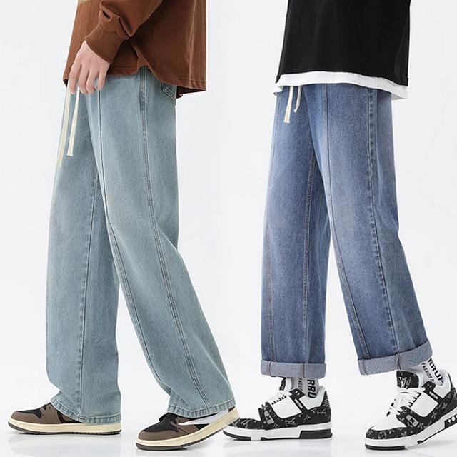 5컬러 센터 라인 일자 와이드 워싱 데님 팬츠 MJ1104