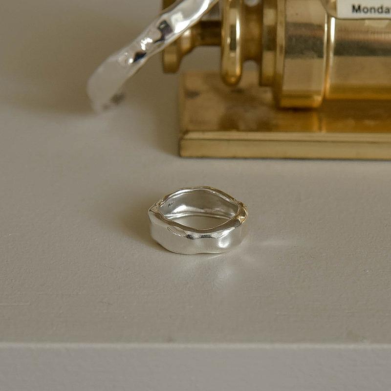 925실버 멜팅 텍스쳐 7mm 와이드 볼드링