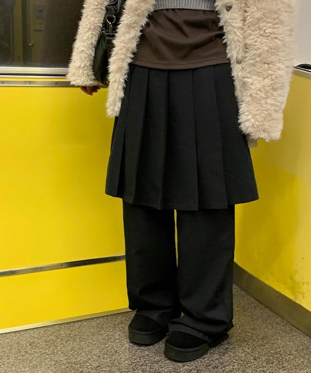 데일리쥬 롤라이 플리츠 스커트 레이어드 팬츠