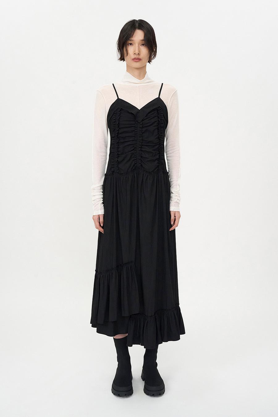 빈티지 프릴 맥시 원피스 BLACK