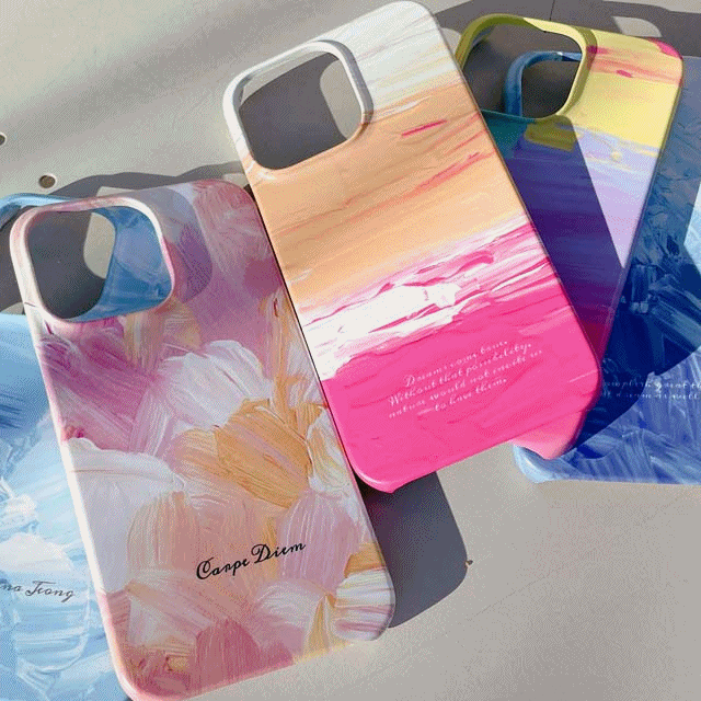 [각인무료] 주문제작 감성 레터링 유화 백드롭페인팅 커스텀 커플 하드 폰케이스