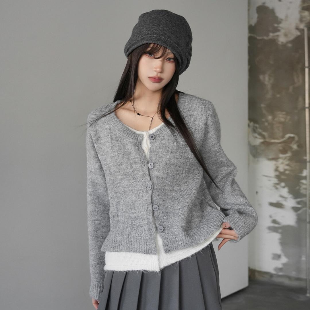 츄바 레이어드 니트가디건