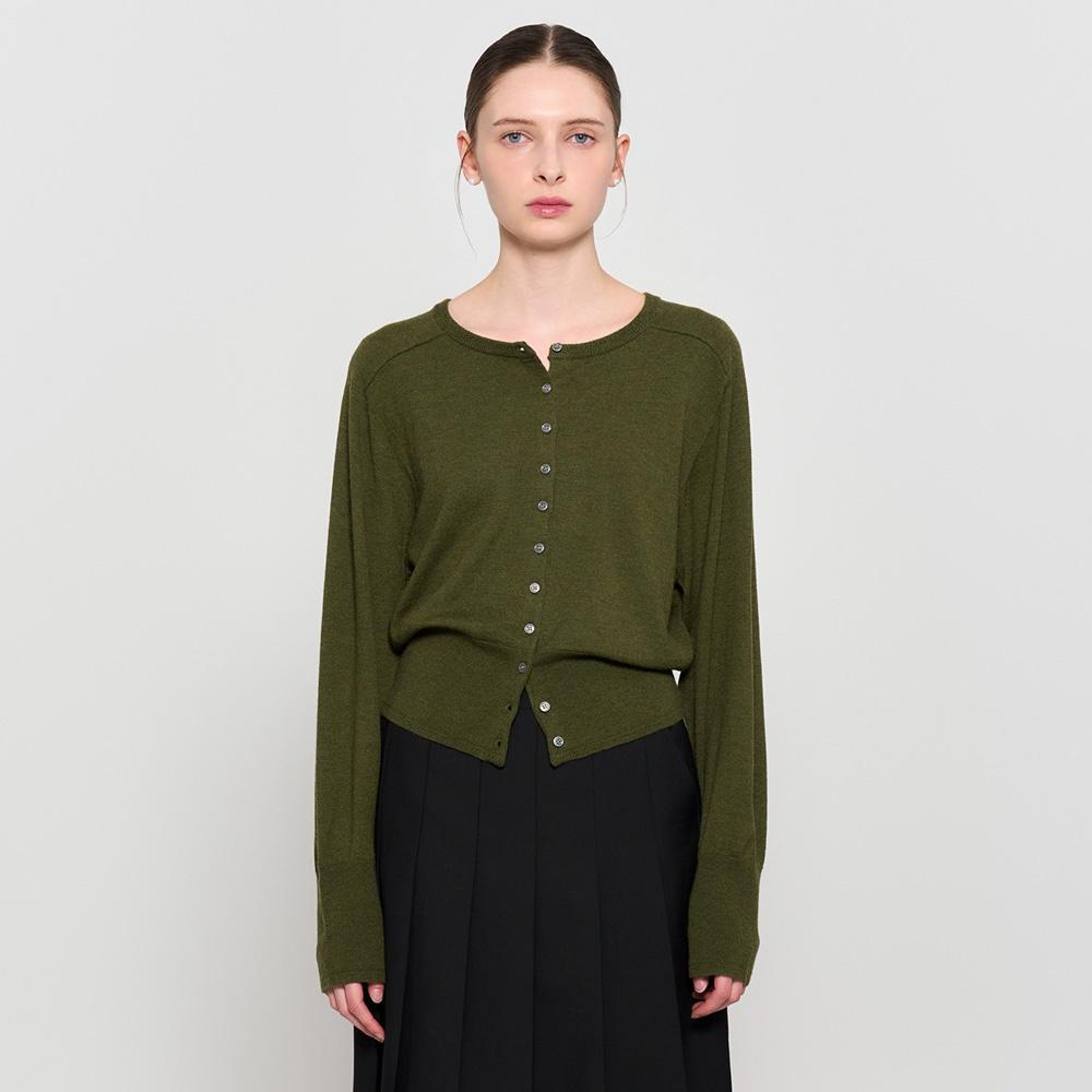 WOMAN 시그니처 울 크루넥 가디건 [KHAKI] / WBD3L04511