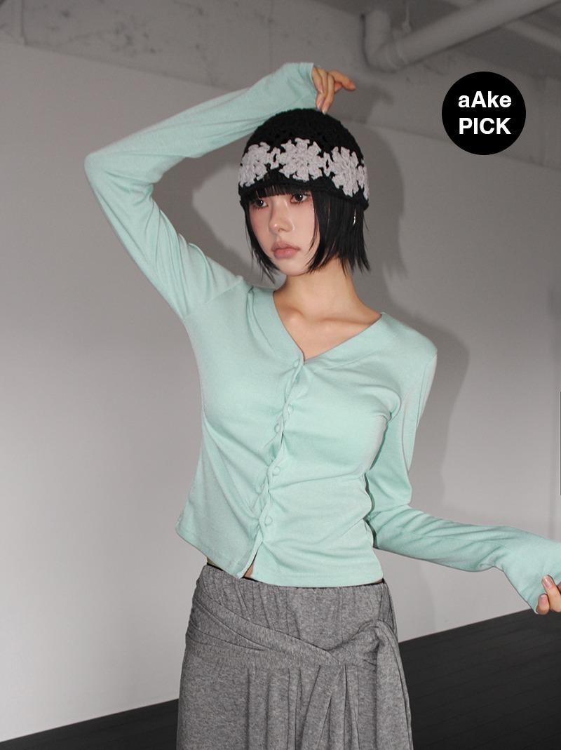 아케 TWIST BUTTON CARDIGAN (4color!)