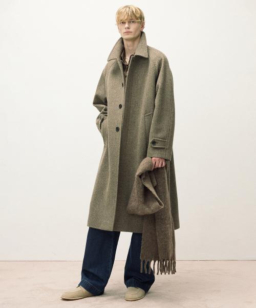 헤링본 스트럭처 발마칸 코트 브라운 IECO5F002W2