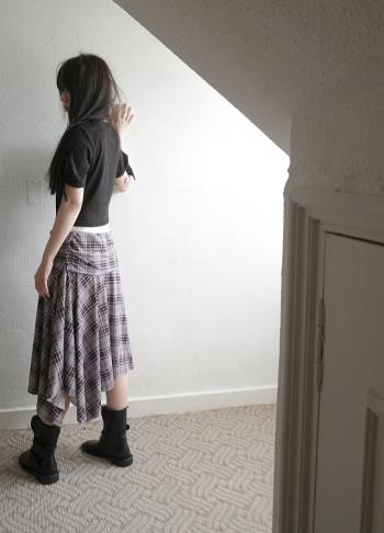 bohemian check skirt (2c)