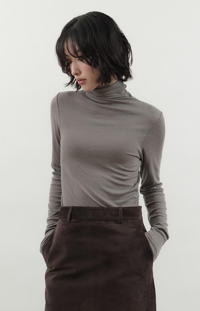 Wool-blend Jersey Turtleneck_Mocha Mousse