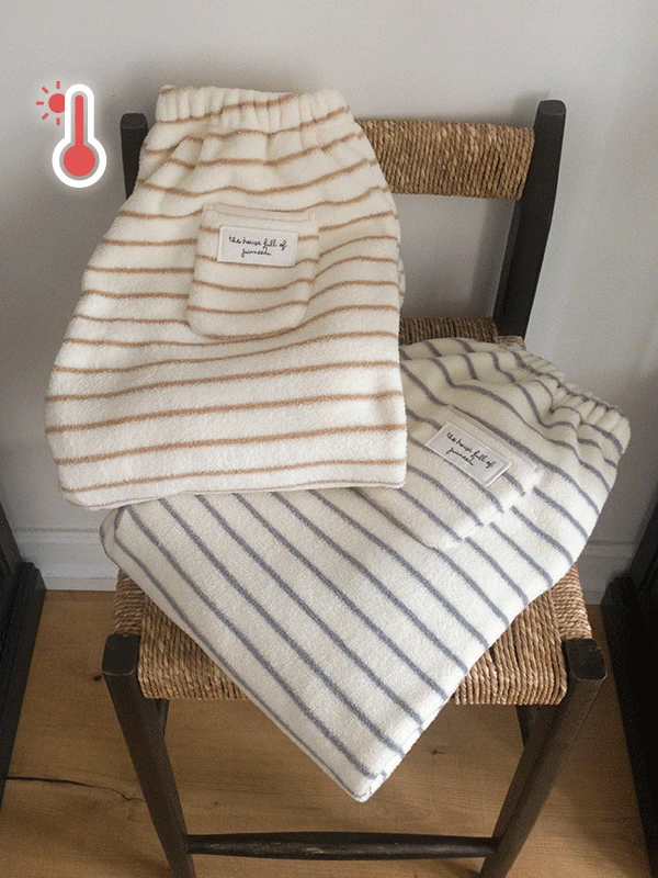 J'eu 하우스 스트라이프 수면 조거 파자마 잠옷 세트 2color