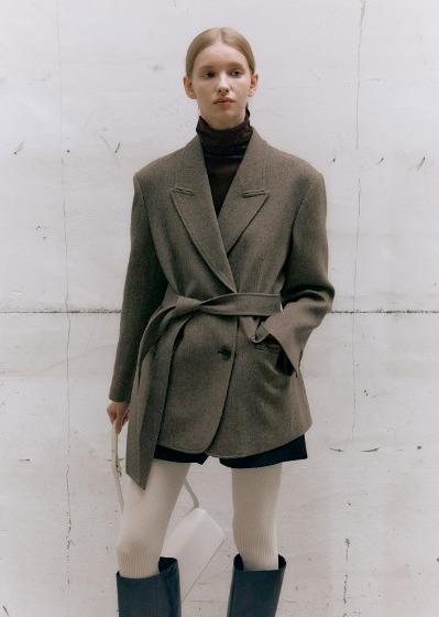 [3차 리오더] PEAKED DOUBLE HALF JACKET (herringbone brown)