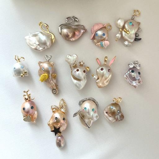 바로크진주 귀여미 펜던트 브로치 수공예 담수바로크진주