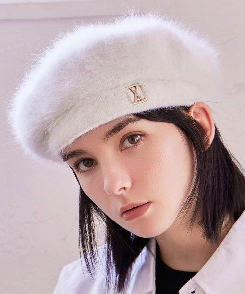 VA 스퀘어 스터드 앙고라 베레모 크림