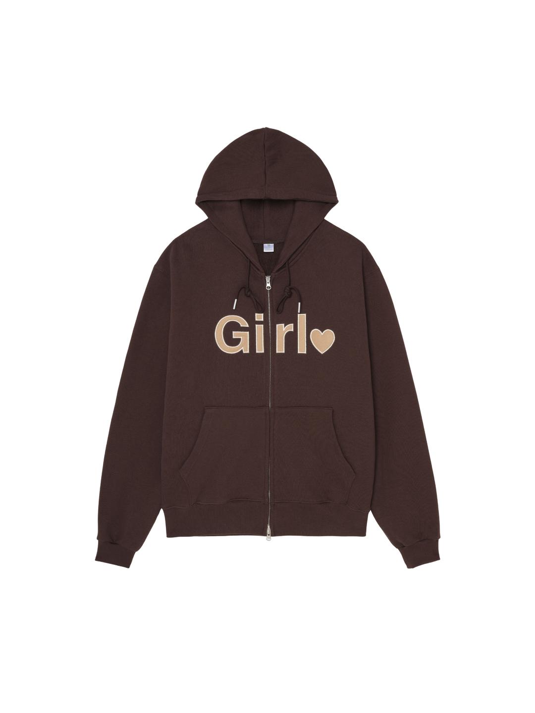 Girl zip-up hoodie - Brown (걸 후드 집업 브라운)