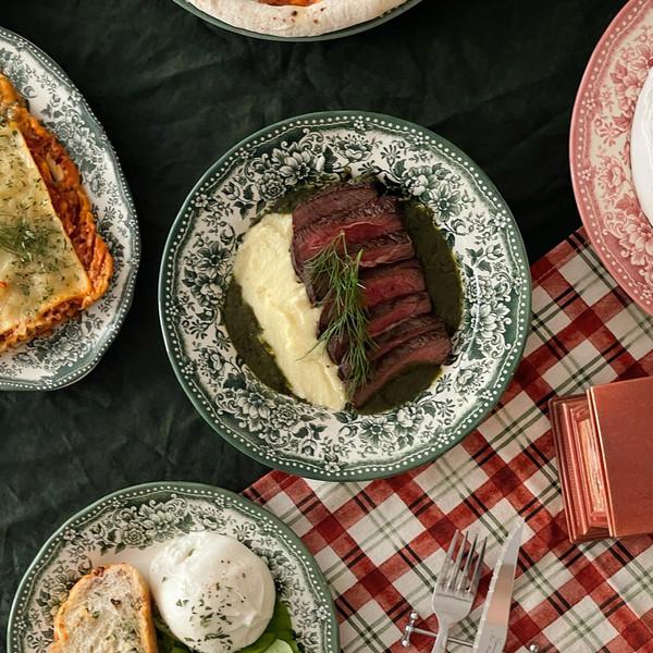 (예약) 클레이탄 노엘 플라워 딥그린 딥플레이트 23cm