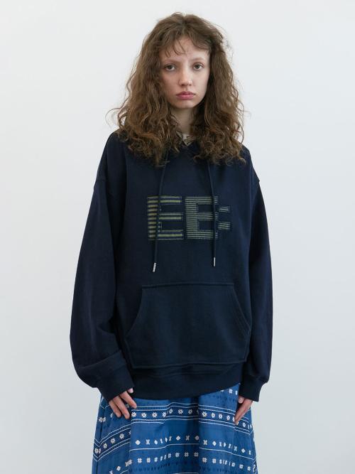 픽셀 로고 박시 후디 (Navy)