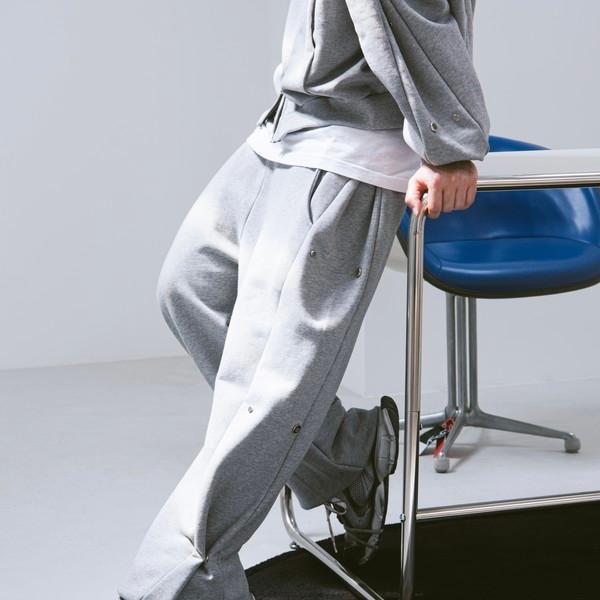 <11월 3일 오후 7시 재입고> SIDE SNAP WIDE C/P HEAVY SWEAT PANTS MELANGE GREY