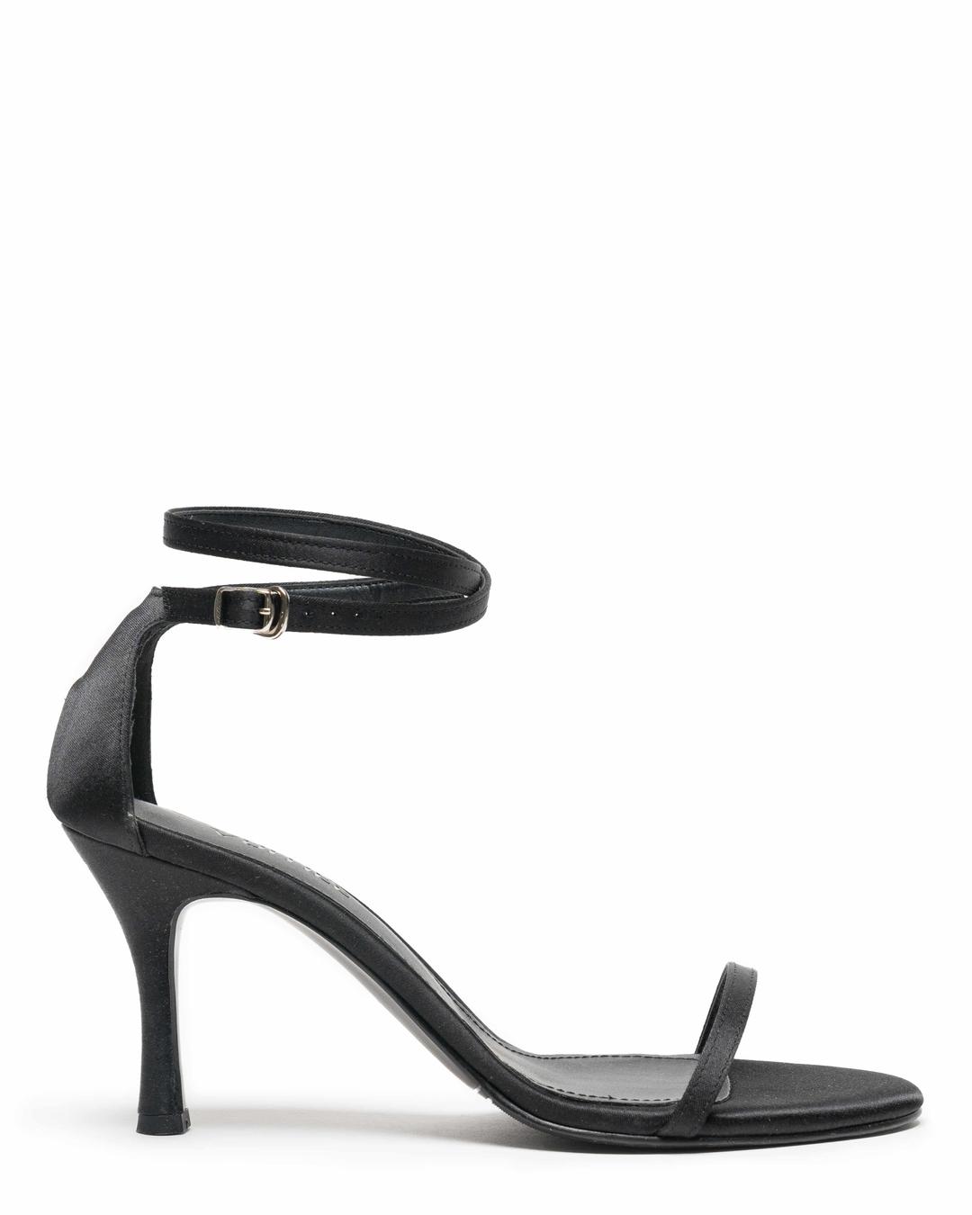 black satin strap sandals
