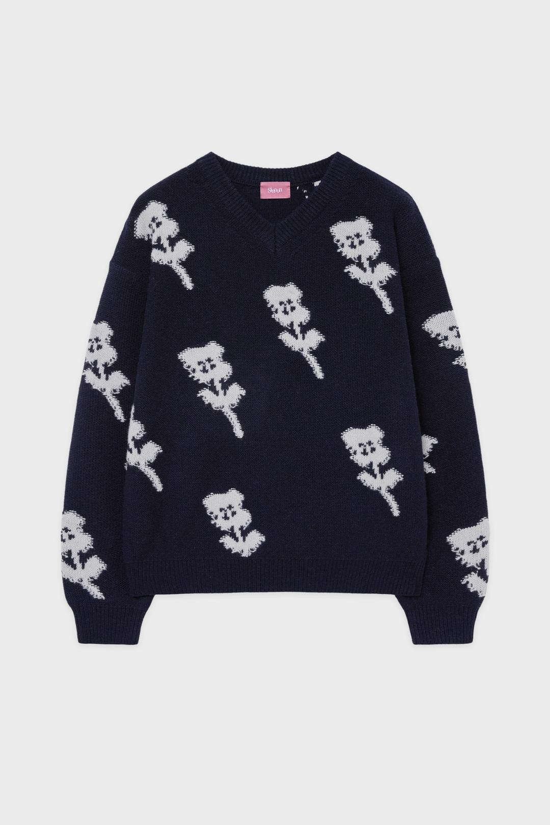 SN Flower Loose Fit Knit (Navy)