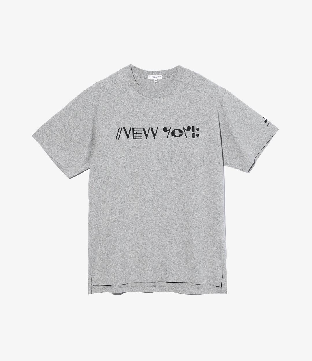 Printed Cross Crew Neck T-Shirt - Grey - NY - M