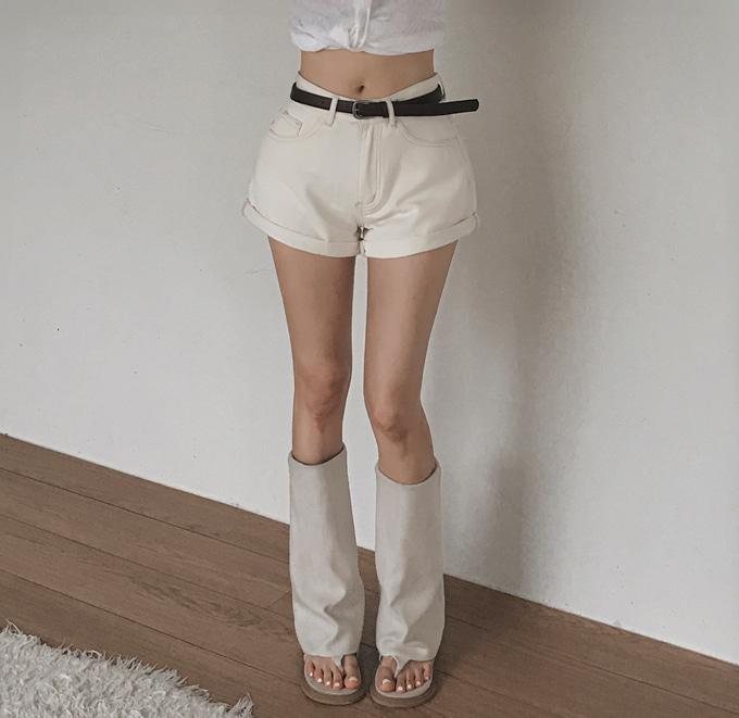 하이클래식 프리언 하이웨스트 롤업 포켓 벨트세트 숏팬츠 코튼 3부 반바지