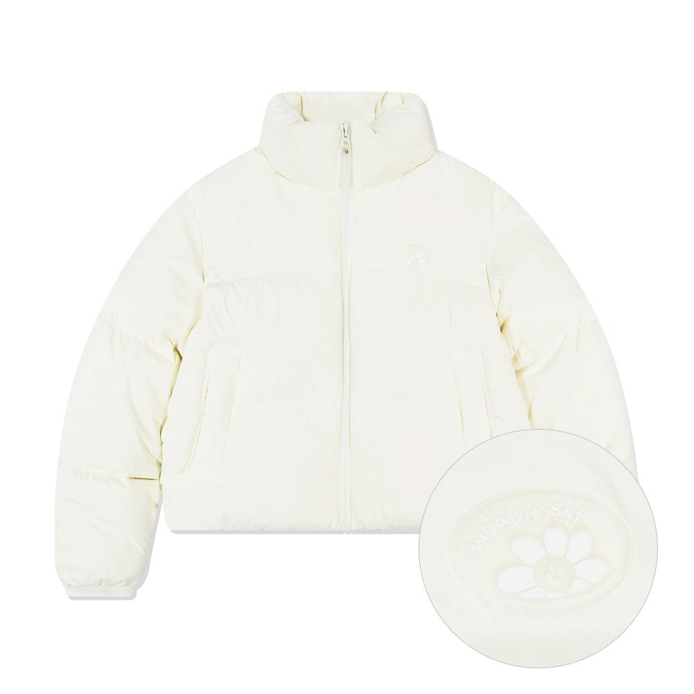 우먼스 플로리 하이넥 다운 숏푸퍼 에크루