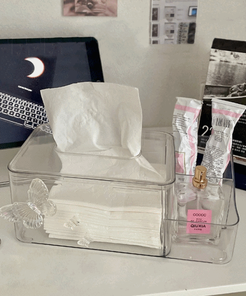 스퀘어 클리어 아크릴 티슈 휴지 케이스 3종 2colors