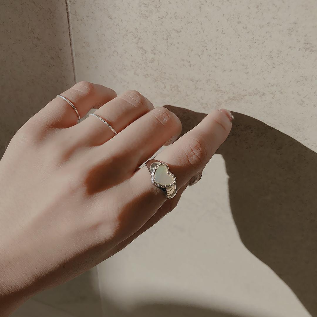 사이즈free[all silver]925실버 은 하트자개 프리반지