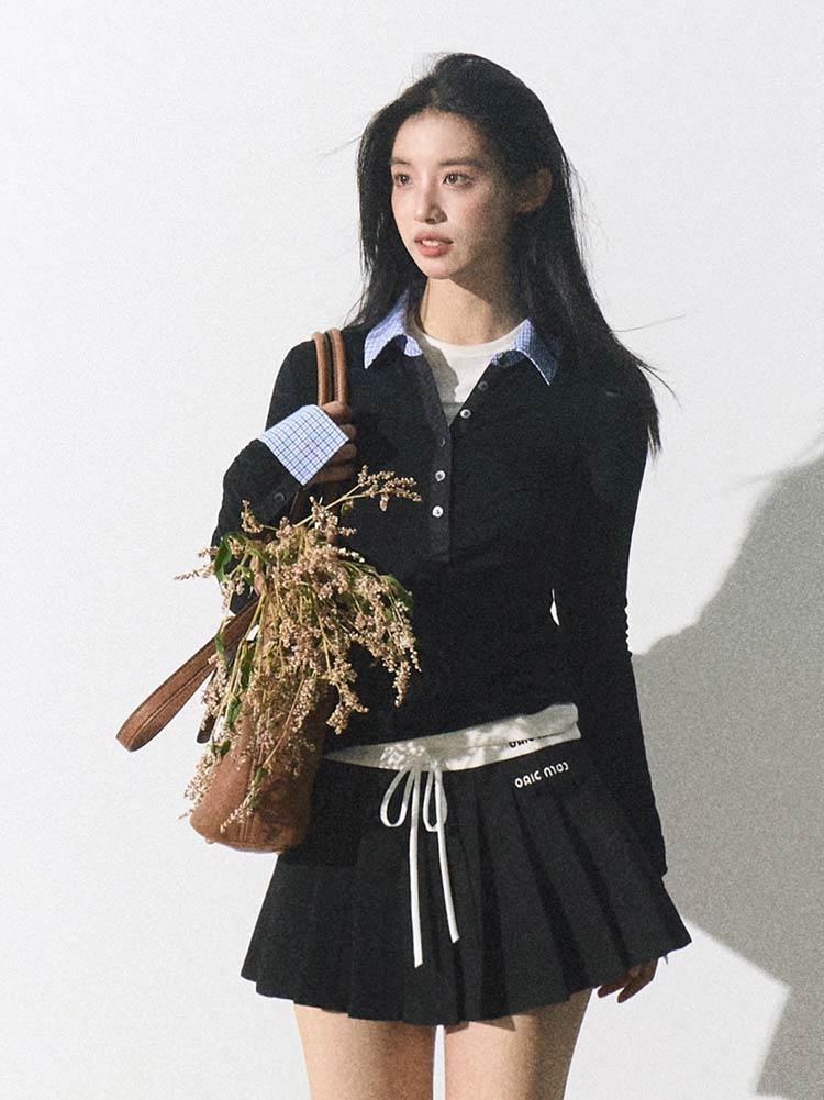 [OAK MOO] "Paper Airplane Sends Letter\" Collar Long Sleeve