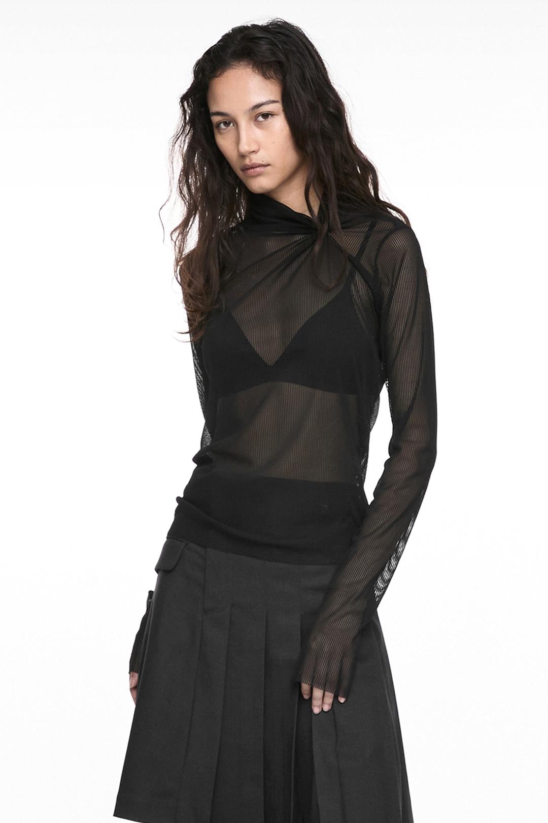 PULLED NECK LONG SLEEVE BLACK