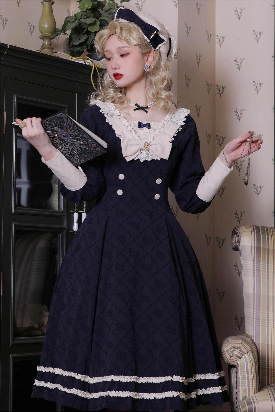 Rose Waltz by Aurora Borealis Elegant Lolita Long Sleeves OP - Ready Made