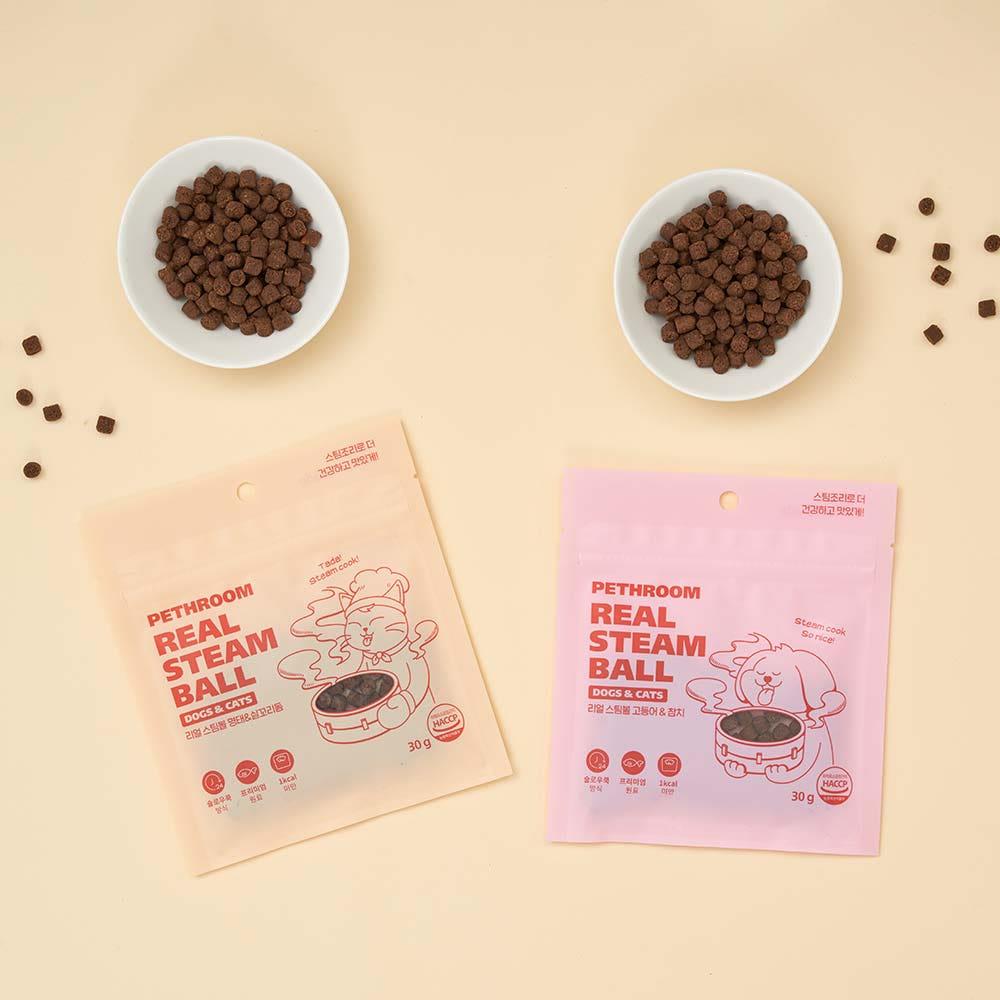 [페스룸] 리얼 스팀볼 대용량 세트 (10팩) 강아지 고양이 수제간식 트릿 저키 