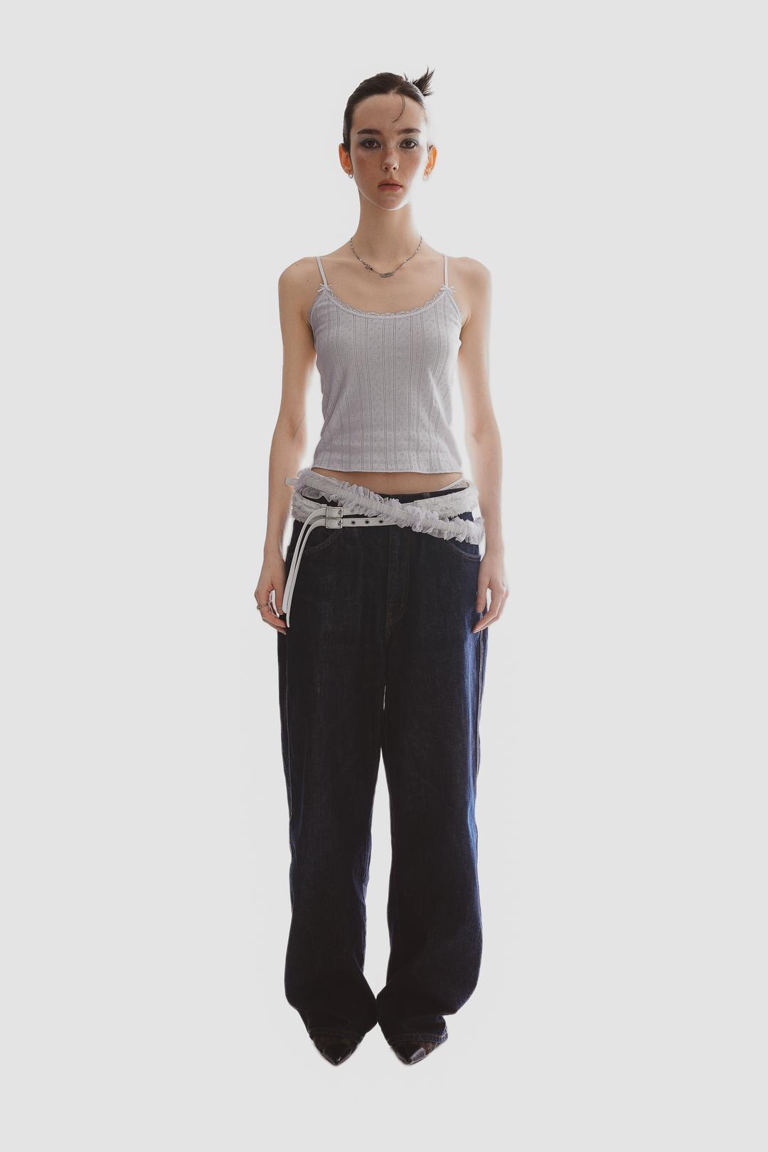 Two-string lace belt_White