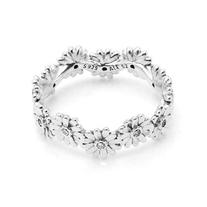 판도라 PANDORA 스파클링 데이지 플라워 크라운 실버 여성 반지 198799C01