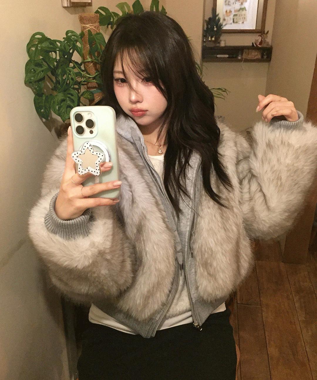 미쏘 페이크퍼 후드 자켓_MIWJLG21SS